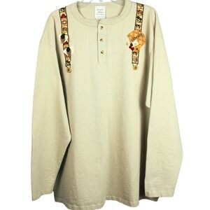 Family Affair Cotton Deluxe Men's 2X Long Sleeve Shirt Applique Farm Honey Birds